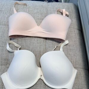 Soma Pink and White Bra Set